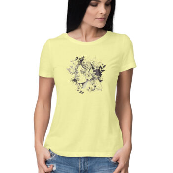 Women's Flower Girl Printed Half Sleeve Round Neck T-Shirt