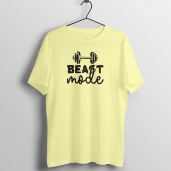 Men's Fitness Beast Mode Printed Half Sleeve Round Neck T-Shirt