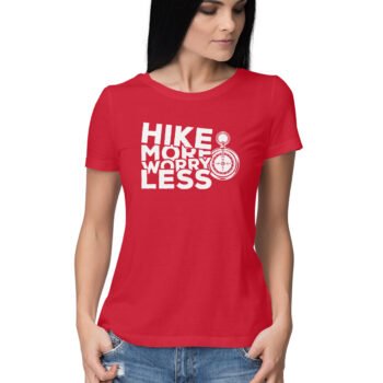 Women's Hike More Worry Less Holiday Printed Half Sleeve Round Neck T-Shirt