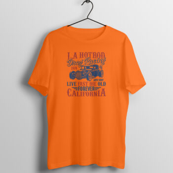 Men's 1974 LA Hot Rod Cars Printed Half Sleeve Round Neck T-Shirt