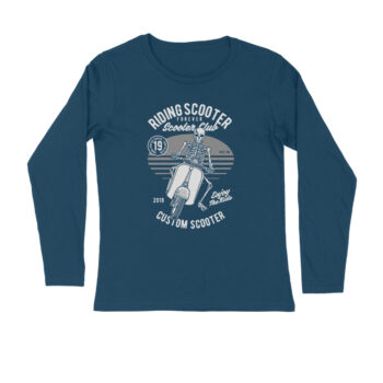 Men's Skull Scooter Bikes Printed full Sleeve Round Neck T-Shirt