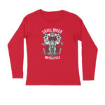 Men's Skull Rider Bikes Printed Full Sleeve Round Neck T-Shirt