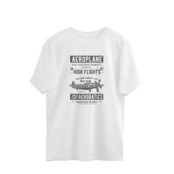 Men's Retro Aeroplane Printed Oversized T-Shirt