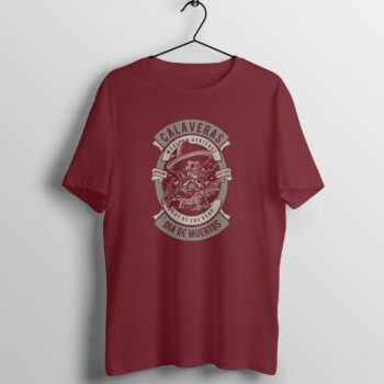 Men's Retro Calaveras Skull Printed Half Sleeve Round Neck T-Shirt