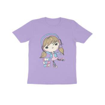 Kid's Cartoon Girl Printed Half Sleeve Round Neck T-Shirt