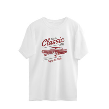 Men's Classic 1991 Cars Printed Oversized T-Shirt