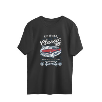Men's Classic 1991 Cars Printed Oversized T-Shirt