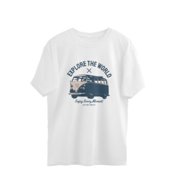Men's  Explore The World Cars Printed Oversized T-Shirt
