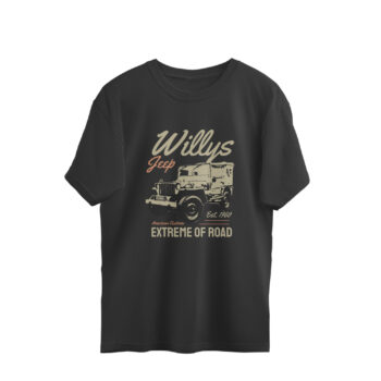 Men's Willys Cars Printed Oversized T-Shirt