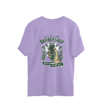 Men's Retro Barber Shop Printed Oversized T-shirt
