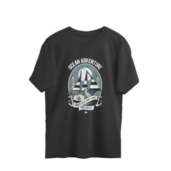 Men's Retro Ocean Adventure Printed Oversized T-shirt