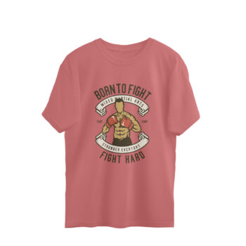 Men’s Sports Born To Fight Printed Oversized T-shirt