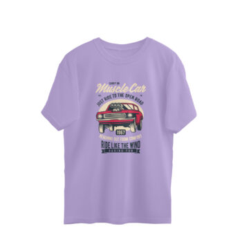 Men’s Muscle Ride Like The Wind Cars Printed Oversized T-Shirt