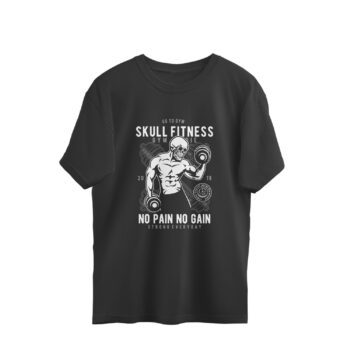 Men’s Fitness Skull Printed Oversized T-Shirt