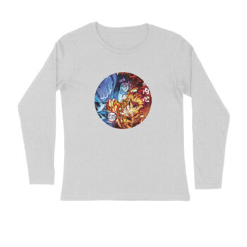 Anime Demon Slayer Akaza vs Rengoku Printed Full Sleeve T-shirt For Men