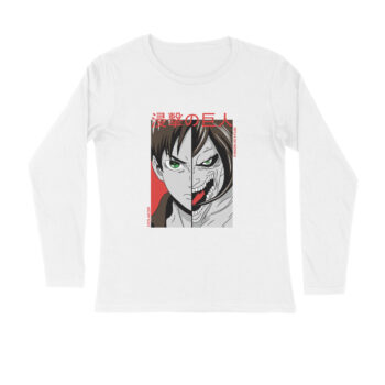 Anime Eren Yeager AOT Printed Full Sleeve T-shirt For Men