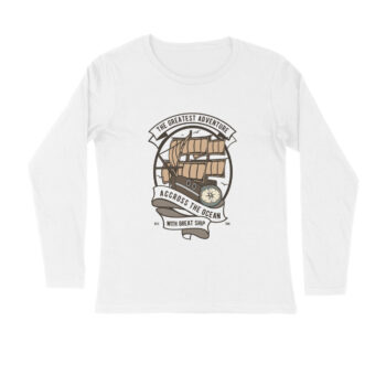 Men’s Retro Accross The Ocean Printed Full Sleeve T-shirt For Men