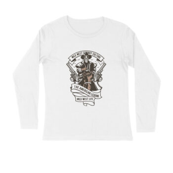 Men’s Retro  Cow Boy Printed Full Sleeve T-shirt For Men