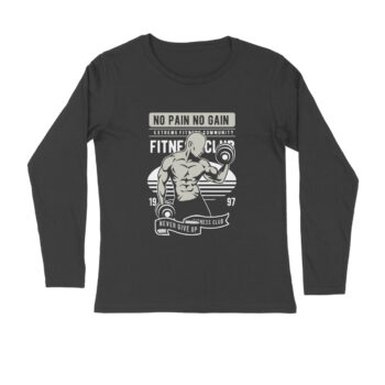 Men’s Fitness No Pain No Gain Printed Full Sleeve T-shirt