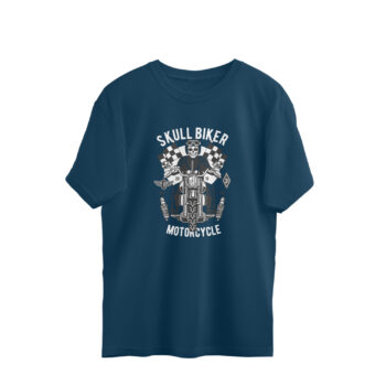Men’s Skull Rider Bikes Printed Oversized T-shirt
