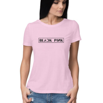 Women’s Black Pink Printed Half Sleeve Round Neck T-Shirt
