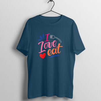 Men’s Foodie I Love Eat Printed Half Sleeve Round Neck T-Shirt