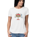 Women’s Foodie Noodles Man Printed Half Sleeve Round Neck T-Shirt