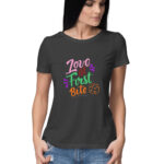 Women’s Foodie First Bite Printed Half Sleeve Round Neck T-Shirt
