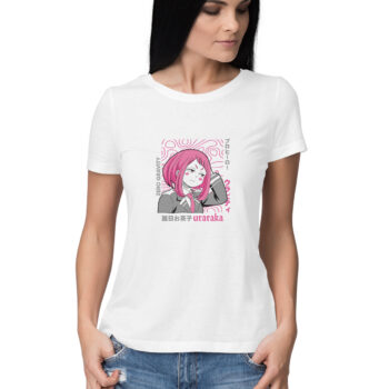 Women’s Anime MHA URARAKA Printed Half Sleeve Round Neck T-Shirt