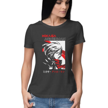 Women’s Anime Mikasa Printed Half Sleeve Round Neck T-Shirt